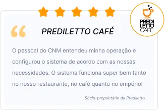 Testemunho do Prediletto Café ressaltando como o sistema para cafeterias foi adaptado às necessidades do restaurante, café e empório da marca.